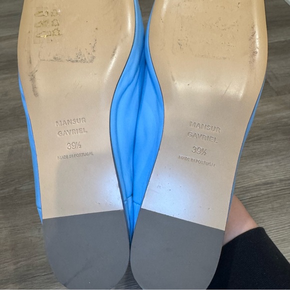 Mansur Gavriel Moroccan Babouche Blue Square Toe Leather Flats - Picture 9 of 10